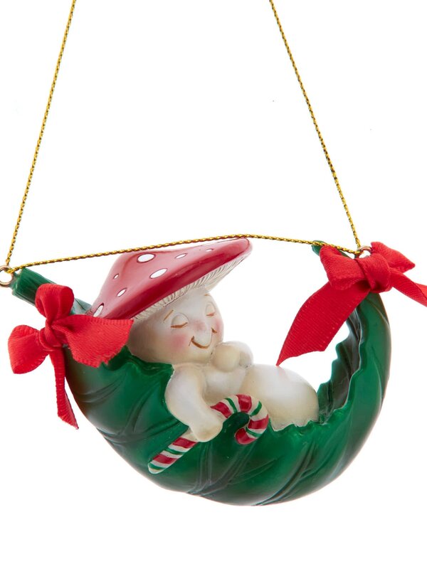 3.3"MLM GUY ON LEAF HAMMOCK ORN