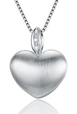 Sterling Silver Heart Diamond Necklace 18"