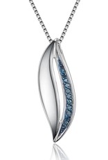 Sterling Silver Swirl Blue Diamond Necklace 18"