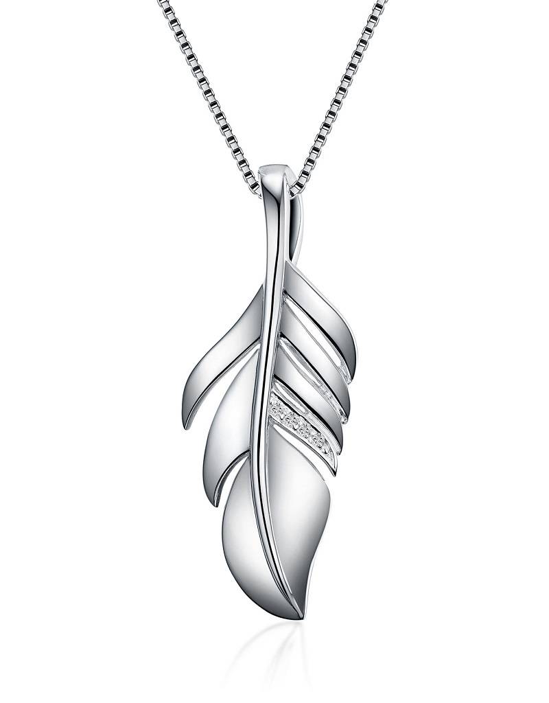 Feather Diamond Necklace 18"