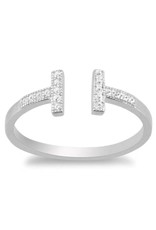 Sterling Silver Open Double Bar Cubic Zirconia Ring