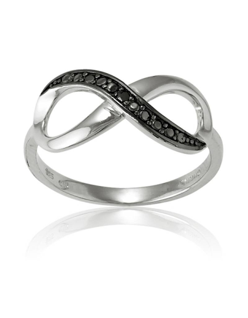 Sterling Silver Infinity Black Diamond Ring