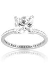 Sterling Silver 8mm Square Cubic Zirconia Ring
