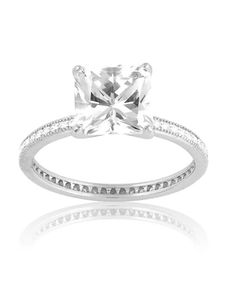 Sterling Silver 8mm Square Cubic Zirconia Ring
