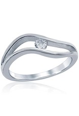 Sterling Silver Double Wave Cubic Zirconia Ring