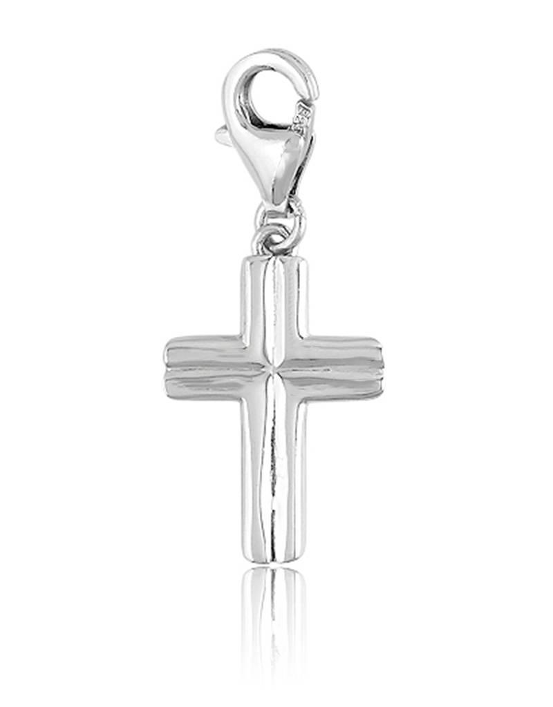 Sterling Silver Small Cross Charm with Spring Ring Clasp 16mm