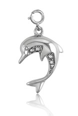 Sterling Silver Dolphin with Cubic Zirconia Charm 21mm