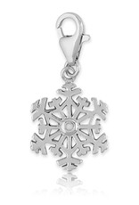 Sterling Silver Snowflake with Diamond Accent Charm 16mm