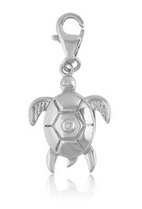 Sterling Silver Turtle with Diamond Accent Charm 18mm