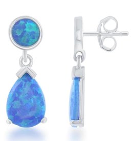 Blue Opal Post Earrings 18mm