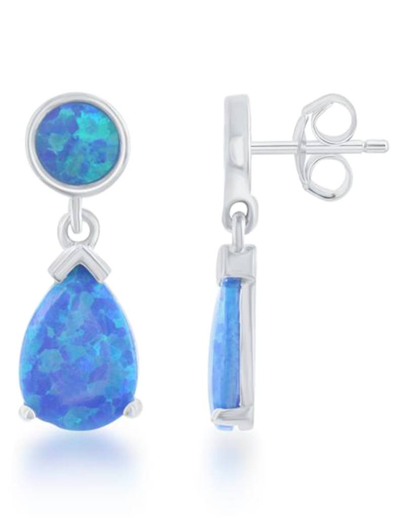 Blue Opal Post Earrings 18mm