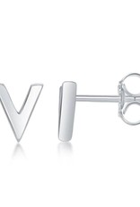 Sterling Silver V-Shape Stud Earrings 7mm
