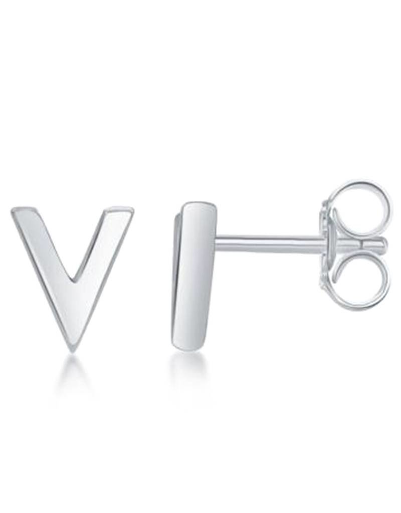 Louis Vuitton V Essential V Stud Earrings, Silver