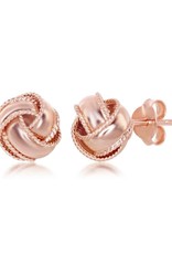 Sterling Silver Border Knot Earrings with 14k Rose Gold Vermeil Finish 10mm