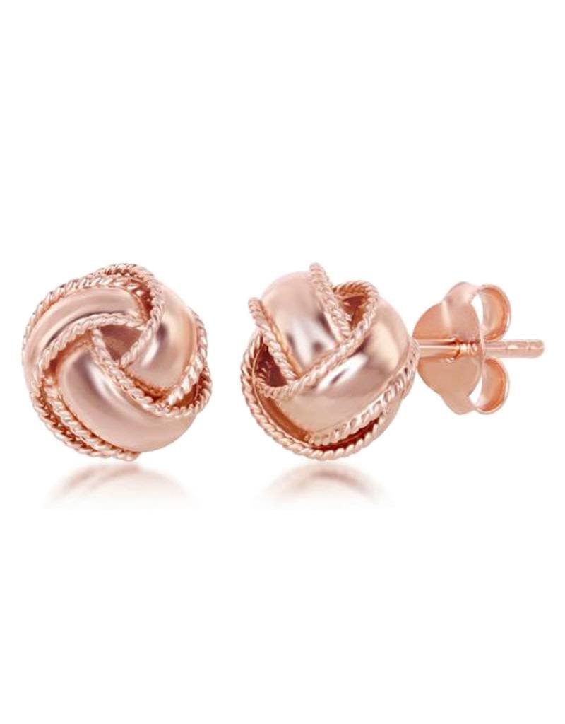Sterling Silver Border Knot Earrings with 14k Rose Gold Vermeil Finish 10mm