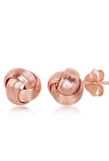 Sterling Silver Knot Earrings with 14k Rose Gold Vermeil Finish 8mm