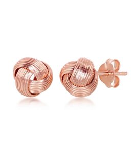 Rose Gold Knot Earrings 8mm