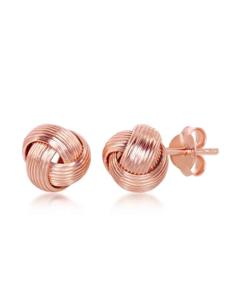 Sterling Silver Knot Earrings with 14k Rose Gold Vermeil Finish 8mm