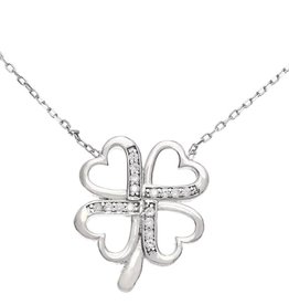 Heart Clover CZ Necklace 16"+2"
