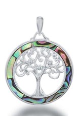 Sterling Silver Tree of Life Abalone Pendant 25mm (Chain Sold Separately)