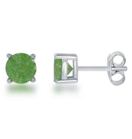 Green Ice CZ Stud Earrings 6mm