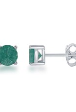 Sterling Silver Lt Blue Ice Cubic Zirconia Stud Earrings 6mm