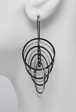 Sterling Silver Multi Circle Wire Earrings with Ruthenium and Rhodium Finish