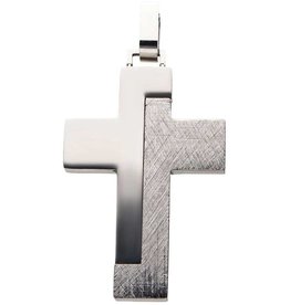 Textured Steel Cross Necklace