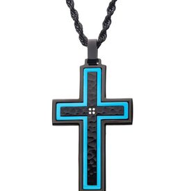 Black & Blue CZ Cross Necklace