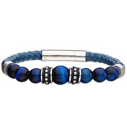 Blue Tiger Eye Bracelet 8.5"