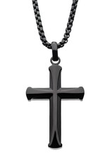 Men's Black Stainless Steel Apostle Cross Necklace 24"