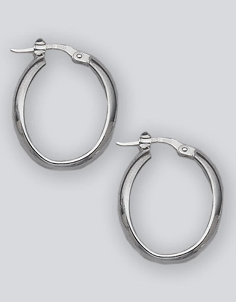 Sterling Silver Twist Oval Hoop Earrings 22mm