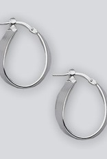 Sterling Silver Flat Oval Hoop Earrings 25mm
