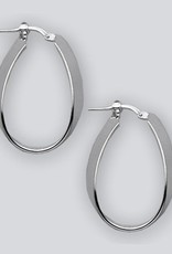 Sterling Silver Flat Oval Hoop Earrings 31mm