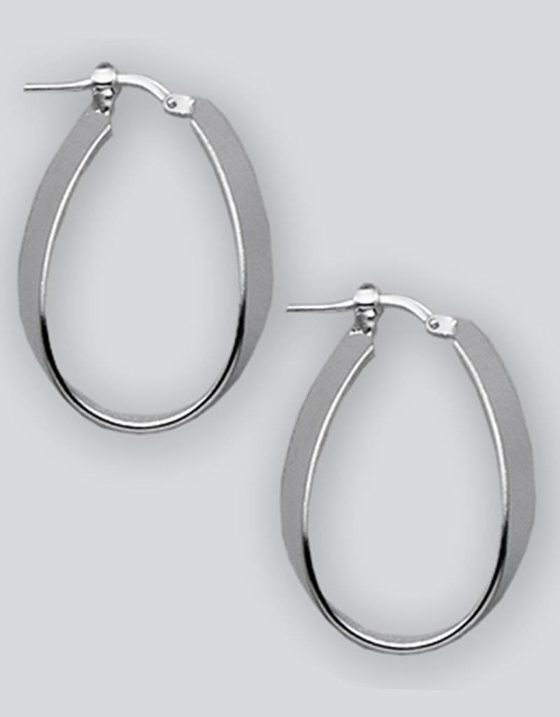 Sterling Silver Flat Oval Hoop Earrings 31mm