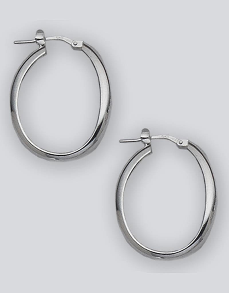Sterling Silver Twist Oval Hoop Earrings 28mm