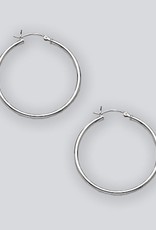 Sterling Silver Round Plain Hoop Earrings 35mm