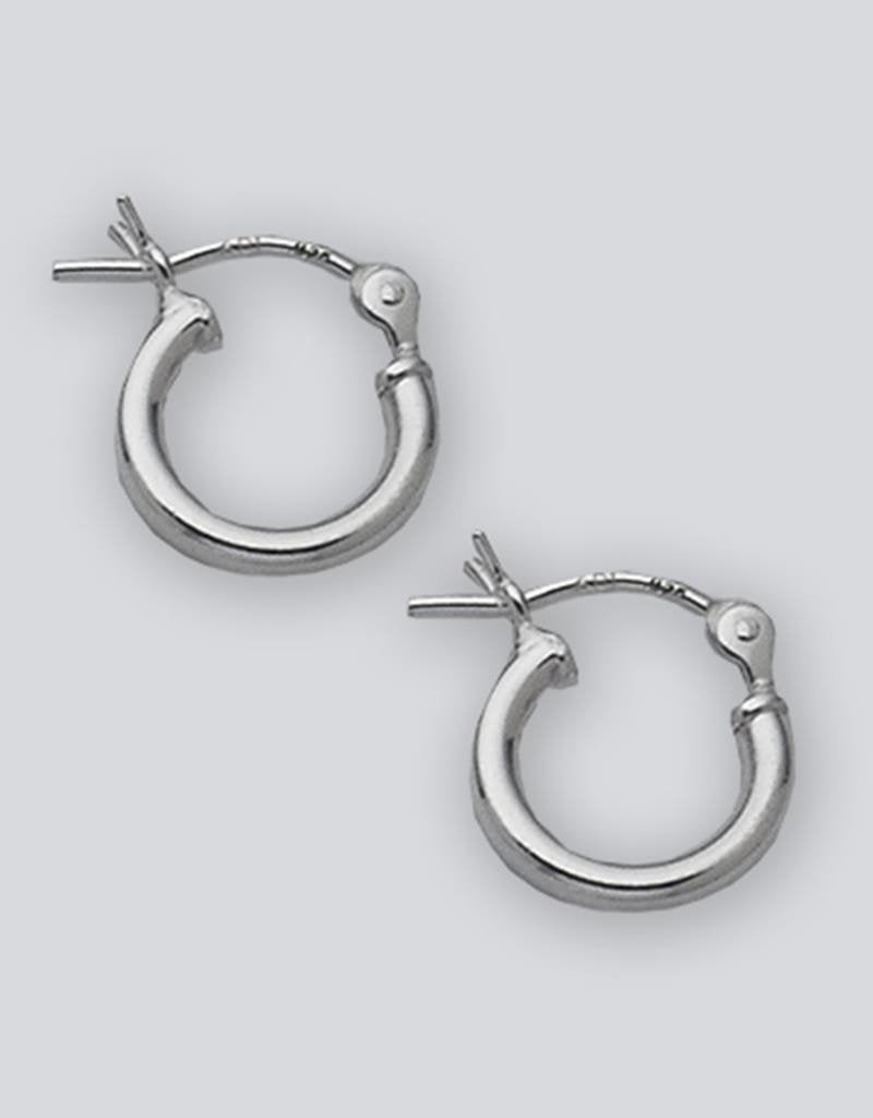 Sterling Silver Round Plain Hoop Earrings 10mm