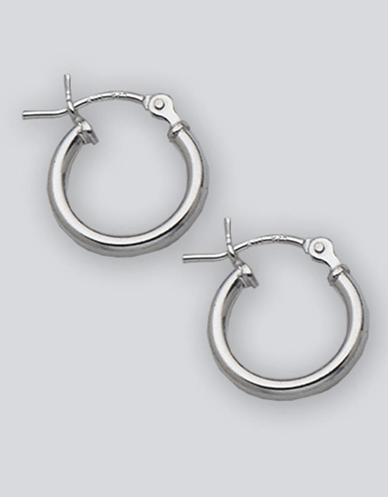 Sterling Silver Round Plain Hoop Earrings 12mm