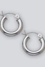 Sterling Silver Round Plain Hoop Earrings 18mm
