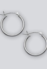 STERLING SILVER ROUND PLAIN HOOP EARRINGS 20MM