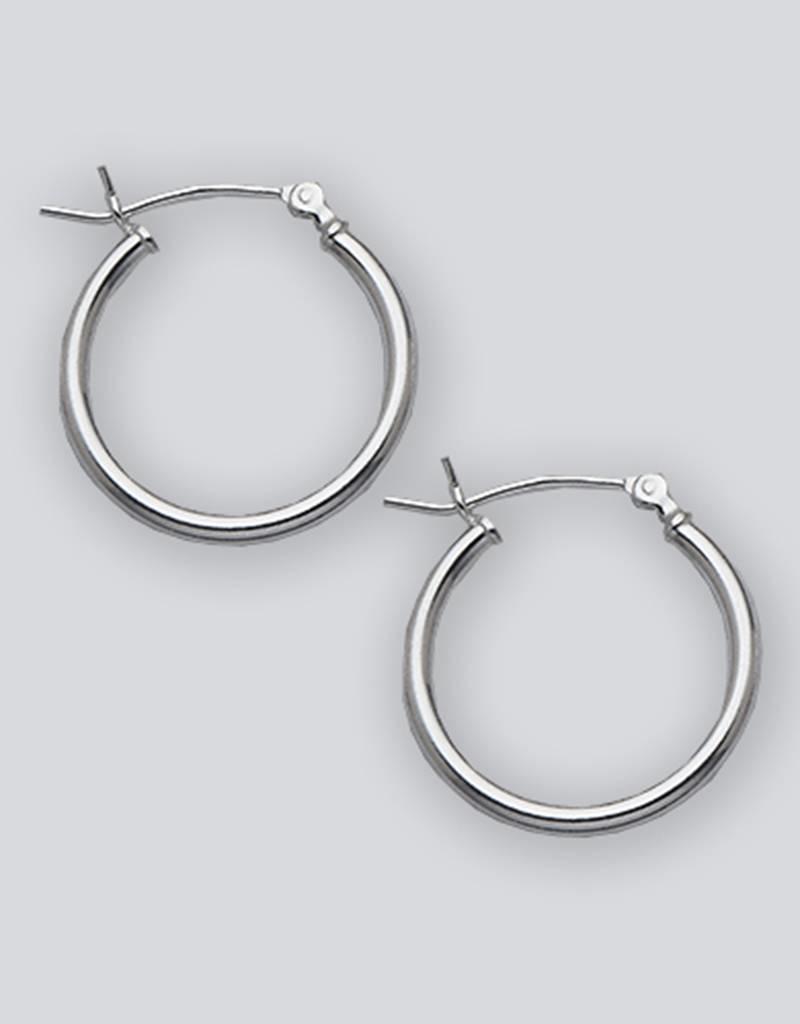 STERLING SILVER ROUND PLAIN HOOP EARRINGS 20MM