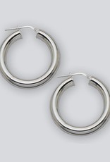 Sterling Silver Round Plain Hoop Earrings 30mm