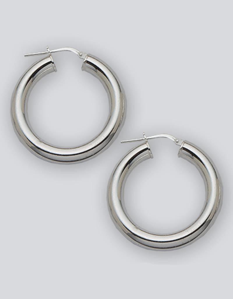 Sterling Silver Round Plain Hoop Earrings 30mm