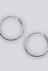 Sterling Silver Round Endless Hoop Earrings 16mm