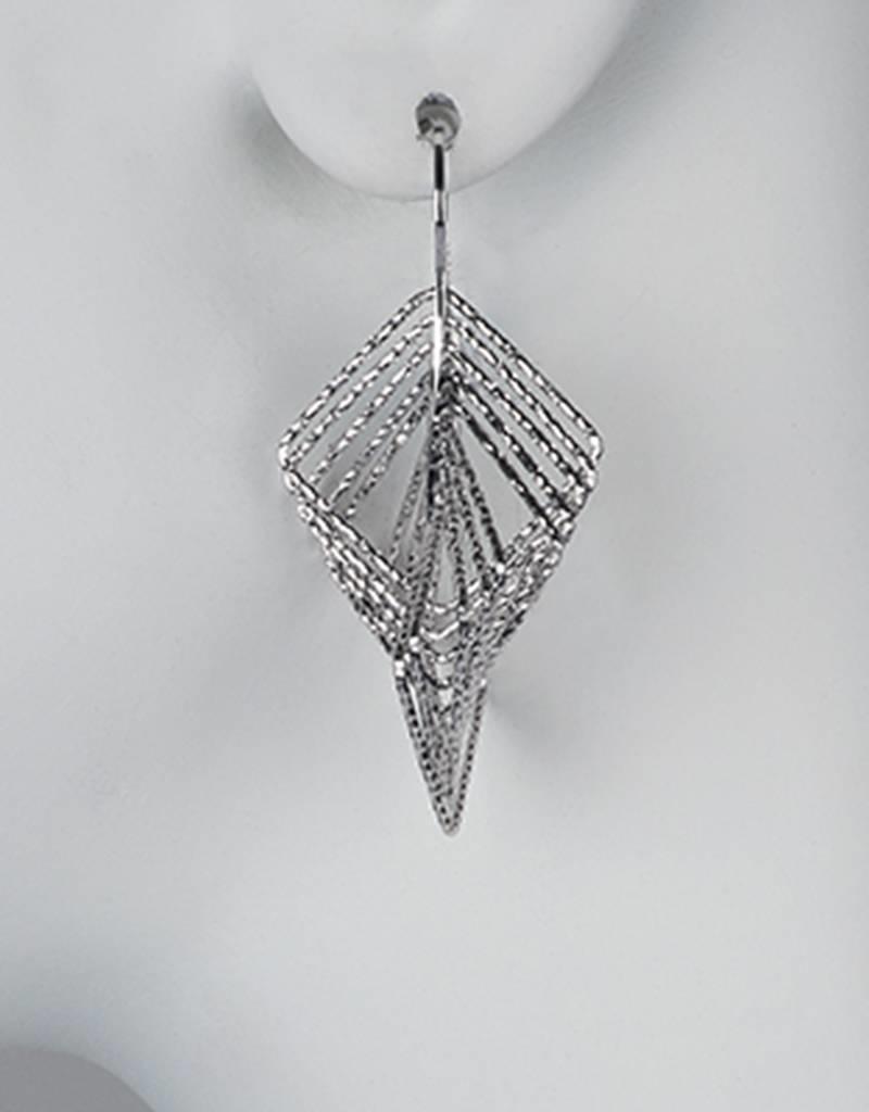 Sterling Silver Multi Square Wire Dangle Earrings 39mm