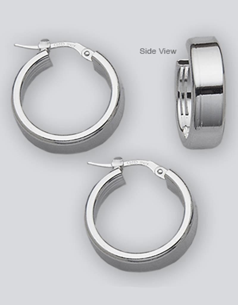 Sterling Silver Flat Plain Hoop Earrings 20mm