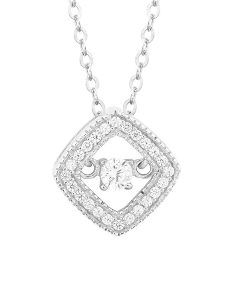 Sterling Silver Square Dancing CZ Nekclace 18"