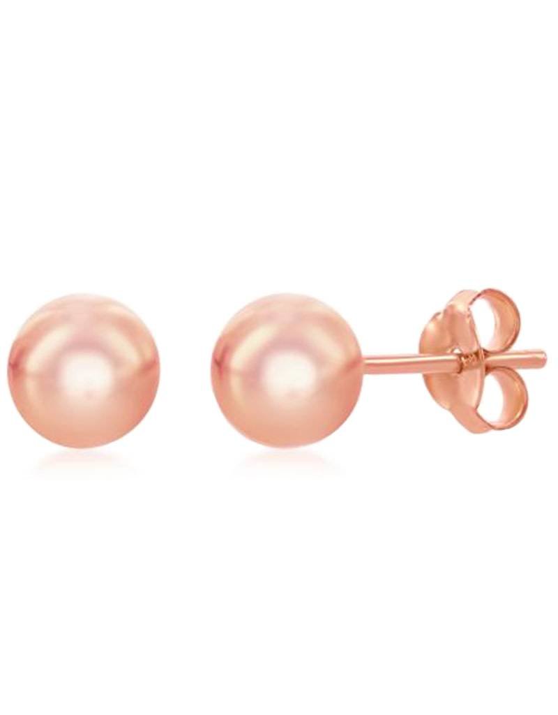 Sterling Silver Ball Stud Earrings with 14k Rose Gold Vermeil Finish 6mm