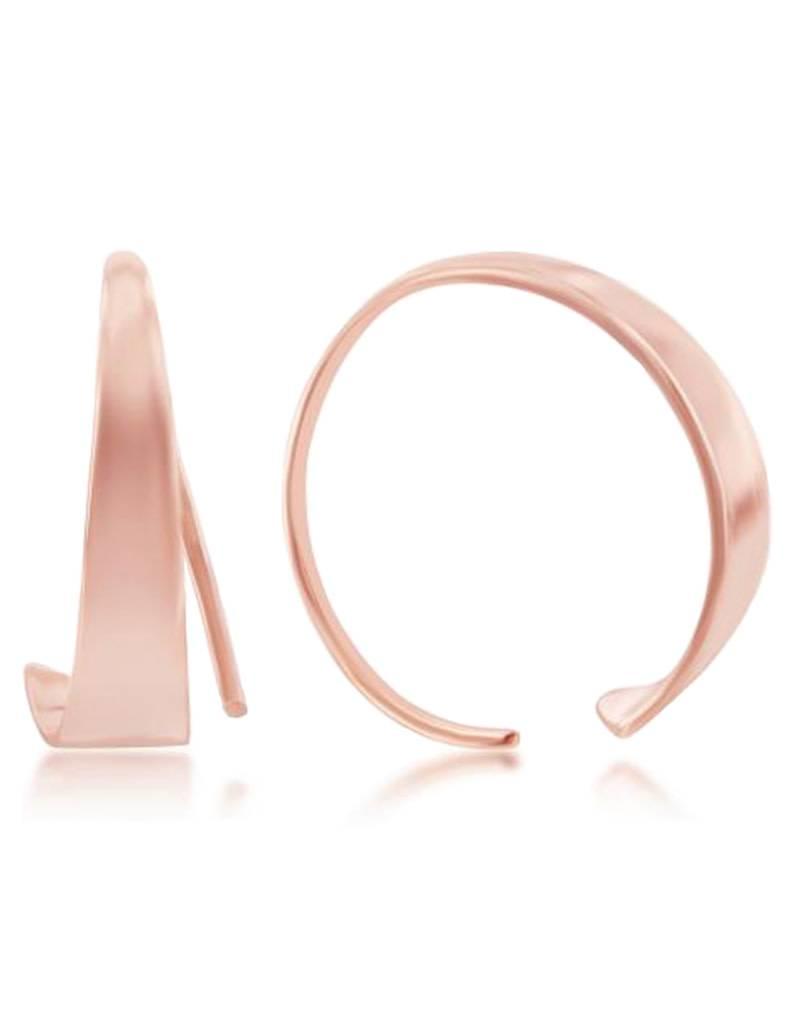 Sterling Silver 3/4 Hoop Earrings W/ 14K Rose Gold Vermeil Finish 20mm